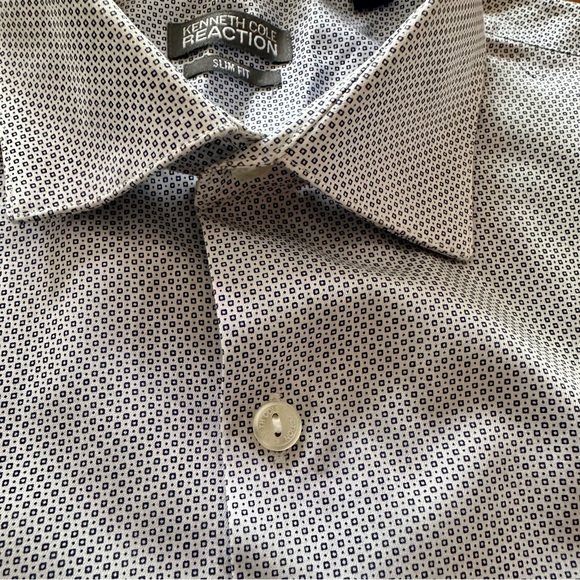 Men's Techni-Cole Slim-Fit Three-Way Stretch Performance Geometric Dress Shirt - Picture 9 of 16